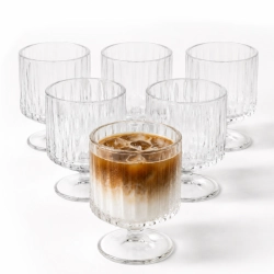 Zestaw 6 szt szklanek ryflowanych na nóżce do deserów, drinków 250ml SZK226ZESTAW6