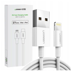 Niklowany kabel Lightning UGREEN MFi 1m US155(biały)