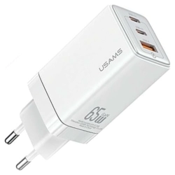 USAMS Ład. siec. 2xUSB-C+1xUSB 65W(only head) GaN PD3.0 +QC3.0 Fast Charging biały/white Sandru Series CC180TC02 (US-CC180)