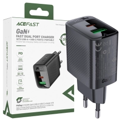 Ładowarka Acefast A78 sieciowa GaN USB-A / USB-C PD 20W - czarna
