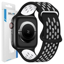 Beline pasek Apple Watch New SportSilicone 42/44/45/49mm czarno-biały black/white box