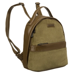 Plecak damski David Jones stylowy miejski sztruksowy khaki skóra eko