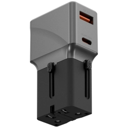 Adapter Energea TravelWorld 1A1C 25W czarny gunmetal Adapter Energea TravelWorld 1A1C 25W czarny gunmetal