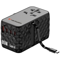 Verbatim Adapter podróżny EU/UK/US GaN   USB-A/3xUSB-C PD 85W CNT-02 czarny/black 32127