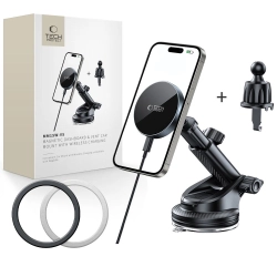 TECH-PROTECT MM15W-V5 MAGNETIC MAGSAFE DASHBOARD & VENT CAR MOUNT WIRELESS CHARGER 15W BLACK/BLACK TECH-PROTECT MM15W-V5 MAGNETIC MAGSAFE DASHBOARD & VENT CAR MOUNT WIRELESS CHARGER 15W BLACK/BLACK
