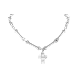Choker z kosteczek z kryształowym krzyżykiem Aria Rockstar Collection (C25/NUT/14AG)