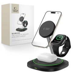 TECH-PROTECT QI15W-A46 3IN1 MAGNETIC MAGSAFE WIRELESS CHARGER BLACK TECH-PROTECT QI15W-A46 3IN1 MAGNETIC MAGSAFE WIRELESS CHARGER BLACK