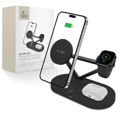 TECH-PROTECT QI15W-A41 3IN1 MAGNETIC MAGSAFE WIRELESS CHARGER BLACK TECH-PROTECT QI15W-A41 3IN1 MAGNETIC MAGSAFE WIRELESS CHARGER BLACK