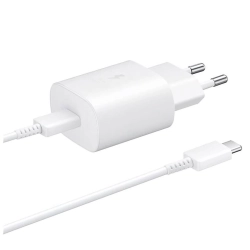 Ładowarka sieciowa Samsung 25W EP-TA800EWE USB-C z kablem Samsung EP-DA705BWE USB-C / USB-C opakowanie zastępcze - biała