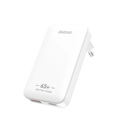 Ładowarka sieciowa podróżna GaN Dudao A65Q 65W USB-A / USB-C PD ultracienka EU / US - biała Ładowarka sieciowa podróżna GaN Dudao A65Q 65W USB-A / USB-C PD ultracienka EU / US - biała