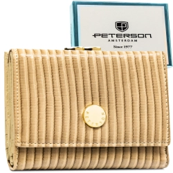 Portfel damski skórzany RFID prążkowany portmonetka na bigiel Peterson w