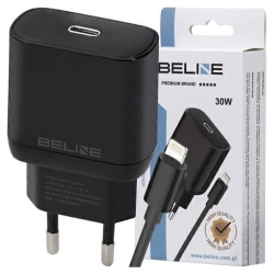 Beline Ład. siec. 1x USB-C 30W + kabellightning czarna /black PD 3.0  BLNCB30L GaN