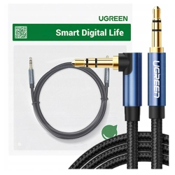 Ugreen kątowy kabel AUX 2 x mini jack 3,5 mm 1m niebieski (AV112)
