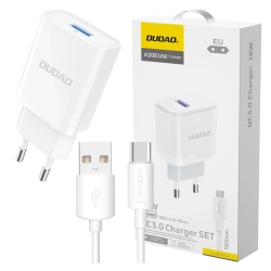 Ładowarka sieciowa Dudao A4EU USB-A 2.1A - biała + kabel USB-A - USB-C