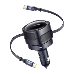 Ładowarka samochodowa Baseus Enjoyment Max z kablami USB-C+USB-C 60W Czarny