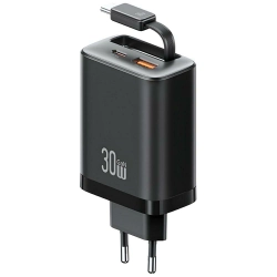 Ładowarka sieciowa USAMS Xiang Series    CC296 30W 1xUSB-C 1xUSB-A + kabel USB-C czarny
