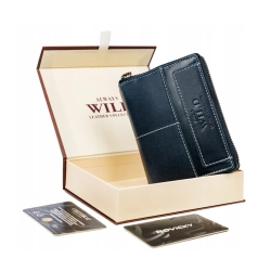 Duży, skórzany portfel w orientacji pionowej z systemem RFID — Always Wild