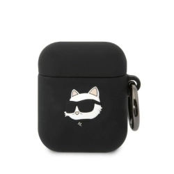 Karl Lagerfeld KLA2RUNCHK AirPods 1/2cover czarny/black Silicone Choupette Head 3D