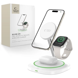 TECH-PROTECT QI15W-A46 3IN1 MAGNETIC MAGSAFE WIRELESS CHARGER WHITE TECH-PROTECT QI15W-A46 3IN1 MAGNETIC MAGSAFE WIRELESS CHARGER WHITE