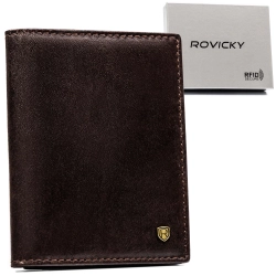 Rovicky portfel męski klasyczny skórzany ze skóry naturalnej ochrona rfid