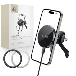TECH-PROTECT MM15W-V5 MAGNETIC MAGSAFE STABLE VENT CAR MOUNT WIRELESS CHARGER 15W BLACK/BLACK TECH-PROTECT MM15W-V5 MAGNETIC MAGSAFE STABLE VENT CAR MOUNT WIRELESS CHARGER 15W BLACK/BLACK