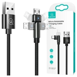USAMS Kabel pleciony obrotowy U60 2AmicroUSB czarny/black 1m SJ478USB01 (US-SJ478)