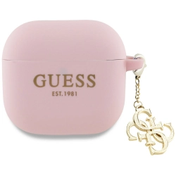 Guess GUA4LECG4P AirPods 4 cover         różowy/pink Silicone 4G Charm