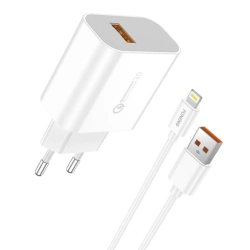 Ładowarka sieciowa Foneng EU46 18W, 1x USB, QC 3.0 + Kabel USB Lightning