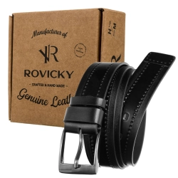 Pasek męski skórzany elegancki do spodni klasyczny 3,8cm