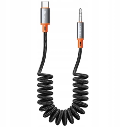 MCDODO KABEL USB C AUX ADAPTER PRZEJŚCIÓWKA MINI JACK 3,5 DO SAMSUNG DAC SPIRALNY SPRĘŻYNOWY 2M