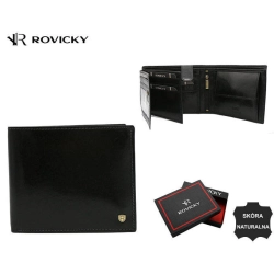 Elegancki, skórzany portfel męski bez zapięcia zewnętrznego - Rovicky