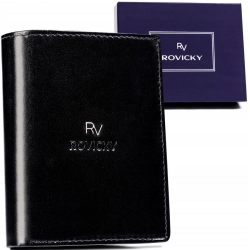 Skórzany portfel męski wyposażony w system RFID - Rovicky