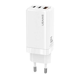 USAMS Ład. siec. MT 2xUSB-C+USB GaN 65WT33 PD (only head) Fast Charging biały/white CC110TC02 (US-CC110)