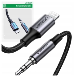 Ugreen kabel przewód audio AUX MFI Lightning - 3,5 mm mini jack 1 m szary (70509)