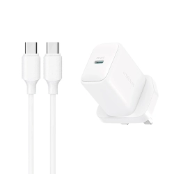 Ładowarka sieciowa Joyroom JR-TCF20 PD 20W (wtyczka UK) z kablem USB-C 1m - biała