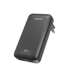 Ładowarka sieciowa podróżna GaN Dudao A65Q 65W USB-A / USB-C PD ultracienka EU / US - czarna Ładowarka sieciowa podróżna GaN Dudao A65Q 65W USB-A / USB-C PD ultracienka EU / US - czarna