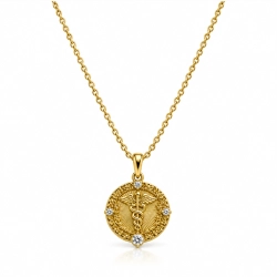 Amulet Zdrowia zdobiony białymi kryształkami Preciosa (C26/TAL/35AU)
