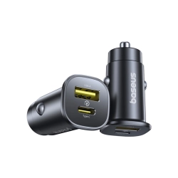 Ładowarka samochodowa Baseus GoTrip USB-C / USB-A 30W - czarna Ładowarka samochodowa Baseus GoTrip USB-C / USB-A 30W - czarna