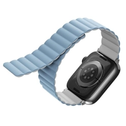 UNIQ pasek Revix Apple Watch Series1/2/3/4/5/6/7/8/9/SE/SE2/Ultra/Ultra 2 42/44/45/49mm. Reversible Magnetic biały-niebieski/white-blue