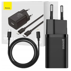 Ładowarka sieciowa Baseus Super Si Quick Charger 1C 20W z przewodem USB-C do Lightning 1m (czarna)