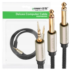 UGREEN AV126 Kabel TRS 3.5 mm do 2x TS 6.35 mm - 2m (szary)