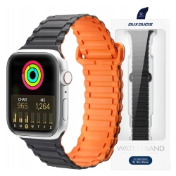 Pasek Dux Ducis Strap (Armor Version) do Apple Watch SE/9/8/7/6/5/4/3/2/1 (41/40/38mm) magnetyczny - czarno-pomarańczowy