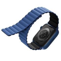 UNIQ pasek Revix Apple Watch Series1/2/3/4/5/6/7/8/9/SE/SE2 38/40/41mm. Reversible Magnetic czarny-niebieski/black-blue