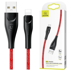 USAMS Kabel pleciony U41 lightning 1m2A czerwony/red SJ391USB02 (US-SJ391) Fast Charge