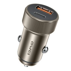 AWEI ład. sam. C-857 33W USB+USB-Cbrązowa/brown