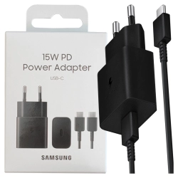 Ład. siec. Samsung EP-T1510XB 15WFast Charge + kabel USB-C/USB-C czarny/black