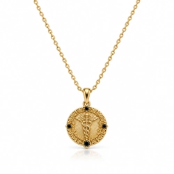 Amulet Zdrowia zdobiony czarnymi kryształkami Preciosa (C26/TAL/35/1AU)