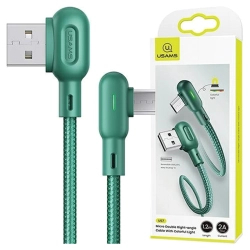 USAMS Kabel  MicroUSB 2A 1,2mkątowy u57 zielony/green SJ458USB02 (US-SJ458)