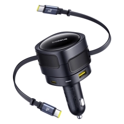 Ładowarka samochodowa Baseus Enjoyment Max 90W 2 x kabel USB-C + USB-A + USB-C - czarna