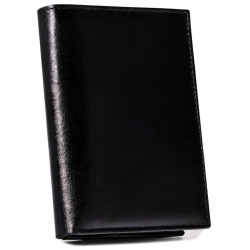 Portfel męski ze skóry naturalnej klasyczny pionowy elegancki czarny RFID